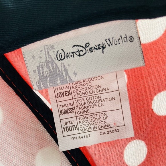 Walt Disney World Youth Size Minnie Mouse Ears Hat Black Red White Polka Dots - Picture 3 of 9